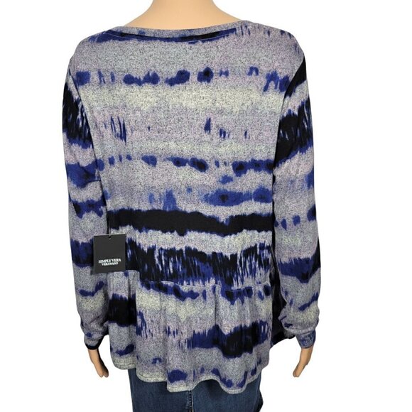 NWT Simply Vera Vera Wang Ruffle Blue/Purple Tie-Dye Sweater Size L - Picture 7 of 12